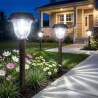 DERAYSION Solar Lights Outdoor, 6 Pack Brushed Stainless Steel Glass Solar Pathway Lights, Auto On/Off Long-Lasting Outdoor Solar Lights for Garden, Landscape, Path, Yard, 6000K Cold White - Image 7