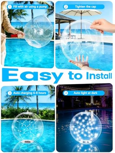 2 Pack Floating Pool Lights, White Solar Powered Pool Ball Light That Float - Image 4