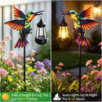 2 Pack Solar Lights Outdoor Hummingbird Garden Stakes with Solar Lanterns - Image 4
