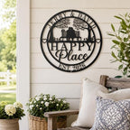 Personalized Happy Place Metal Sign, Custom Anniversary Wedding Gift for Couples, Metal Couple Sign with Names and EST Year, Metal Wall Decor for Home Porch Living Room Bedroom, Housewarming Gifts New Home - Image 5