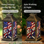 Solar Lantern Patriotic Stained Glass Design Outdoor Waterproof Garden Hanging Lantern Solar Powered Lighting Outside Solar Light for Patio Yard Camping, Gifts for Women Mom - Image 4
