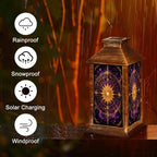 Solar Hanging Lantern Golden Celestial Compass Radiant Sun Purple Galaxy Waterproof LED Lights Decor Patio Yard Lawn Porch Lamp, Birthday Gift for Mom Women Garden Outdoor Decor - Image 5