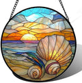Ocean Stained Glass Window Hanging Suncatcher Beach Gifts for Women 9.8" by amderven