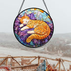 Sleeping Orange Cat Stained Glass Window Hanging Suncatcher Gifts 9.8" - Image 5