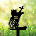 Custom Longhair Cat Memorial Stake, Cat Playing with Butterfly Grave Marker, Personalized Pet Loss Gift Metal Garden Plaque (Cat Playing with Butterfly) - Image 2