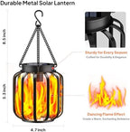 TomCare Solar Lights Outdoor 4 Pack Flickering Flame Metal Hanging Lanterns - Image 6