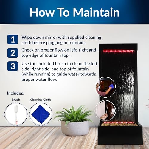 Alpine Corporation 48" Mirror Waterfall Fountain, LED Lights - Image 2