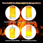 LED Flame Effect Fireplace Light with Remote & Timer, USB Rechargeable Battery Operated Flameless Candle Light for Room Party Bar Decor - 2 PCS - Image 2