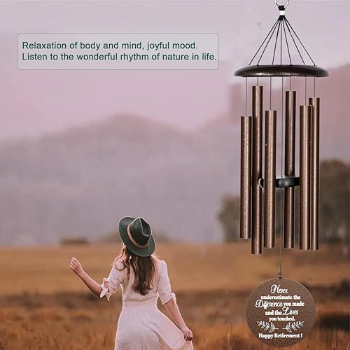 Retirement Wind Chimes, 32" Copper Aluminum, Modern Style, Adjustable, Outdoor Use - Image 4