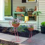 COOZZYHOUR Metal Flamingo Planter with Basket -Garden Bird Planters for Outdoor Indoor Lawn,Yard,Porch,Patio, Garden Decorations（Set of 2） - Image 2