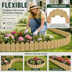 Evelyne Garden Border Plastic Edging: Wooden Fence Design - 16pcs Timber Yard Landscaping Fence Liner Lawn Edge Barrier - 20ft Kit of Decorative Lawn Panels Elements -Landscaping Edging-GMT-10374-F16 - Image 3