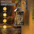 Solar Lanterns Outdoor Waterproof Hanging Vintage Led Fairy Lights Lantern, Upgraded Solar and AAA Battery Powered, for Outside Yard and Indoor Tables, Window Sill, 2 Pack - Image 2