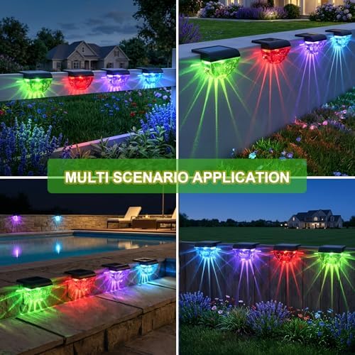Melunar 12 Pack Solar Deck Lights Outdoor, Solar Step Lights Waterproof for Outside, Yard, Patio, Garden, Pool, Railing, Stairs, Fence (Color Changing) - Image 2
