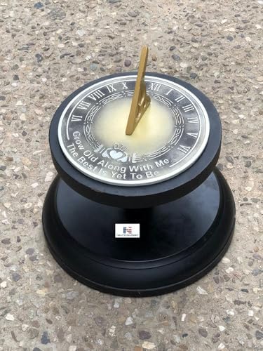 Grow Old Along with Me Garden Sundial Vintage Gift Home Decor with Stand by RedSkyTrader