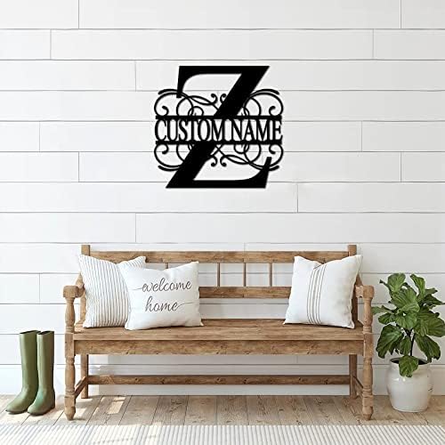 Z Custom Name Initial Letter Monogram Metal Sign Retro Steel Metal Wall Decor Art Sign Retro Metal Door Hanger Sign House Numbers Sign for Front Door Entryway Cottage Home Decor 24 Inch - Image 5