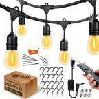Remote Control Outdoor String Lights 200FT for Outside Patio Lights Waterproof with 63 Replaceable S14 Bulbs for Bistro Pergola Porch Backyard Dimmable, 2200K, Linkable, Hooks, Zip Ties included by YuHooLamp