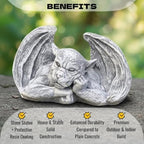 OLOMA Sleeping Winged Gargoyle Cement Sculpture Fantasy Gothic Garden Statue Mythical Creature Concrete Lawn Ornament Handcrafted Outdoor Decor Yard Art Garden Stone Weather Proof Figure - Image 4