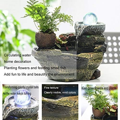 Carved Decorative Resin Fountain Creative Resin Desktop Fountain Desktop Waterfall Aquarium Flowerpot Home Office Club Decoration Gifts for Indoor and Outdoor Fountain Offices (Color : A) - Image 4