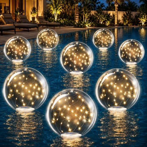 TIALLY Fairy Floating Pool Lights Solar Powered by Tially