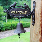 Decorative Vintage Manually Shaking Doorbell - Heavy Duty Cast Iron Wall Hanging Bell Welcome Sign - Indoor Outdoor Wall Mounted Dinner Bell - Garden Home Wall Art Decoration - Image 3