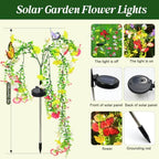 Solar Garden Lights Outdoor Waterproof, 4 Pack Solar Flower Lights Outdoor with Lifelike Morning Glory Flowers & 2 Lighting Modes, Decorative Solar Lights Outdoor for Yard Patio Lawn Decor, Gifts - Image 2