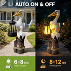Solar Pelican Garden Statue with LED Lantern, 11.4 Inch Hand-Painted Resin Outdoor Figurine Light for Patio Lawn Yard, Coastal Bird Gift for Women Mom Grandma - Image 2