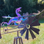 Windmill Spinner with Moving Hand-Painted Animals Scenes on Top, Includes Metal Tower Stand, Decorative Garden Decor (Flying Dragon) - Image 6