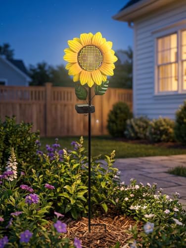 Animated Eyes LED Sunflower Solar Lights Outdoor, Waterproof Garden Decor by Unknown
