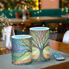 ALAZA Mysterious Tree Colorful Flameless Candles, LED Pillar Candles with Remote Timer, Battery Operated Candles Set of 2 - Image 3