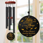 Personalized “Listen to The Wind” Memorial Wind Chime – Custom Name & Years – Golden Feather Remembrance Gift – Outdoor Sympathy Windchime for Loss of Loved One – Comforting Bereavement Keepsake by AlpadilCo