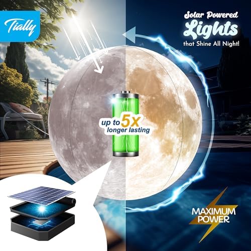 TIALLY Floating Pool Lights - Solar Light Up Moon Balls, Warm/Cool (2-Pack) - Image 3