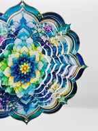 Shwing 12 Inch Wind Spinner Hanging Wind Sculptures Floral Mandala Metal Decor Double Sided Outdoor Kinetic Garden Art 3D Wind Spinner Hanging Ornament for Patio Porch Balcony Backyard Tree Decor - Image 7