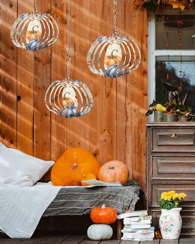 Pumpkin Wind Spinner Fall Leaf Spinner Stainless Steel Spinner for Yard and Garden Wind Sculptures 12 Inch 3D Crafts Ornaments Hanging Wind Spinner for Outdoor & Indoor Decorations - Image 4