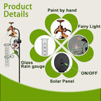 37in Solar Butterfly Rain Gauge Copper Faucet Metal Garden Stake Decor - Image 3