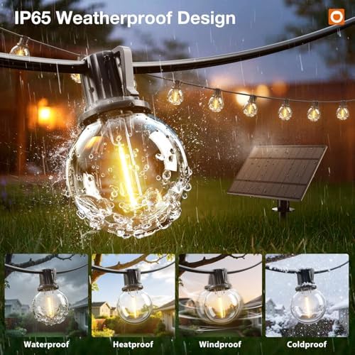 addlon 31FT(25+6) Solar String Lights Outdoor with 1FT Bulb Spacing - Image 5