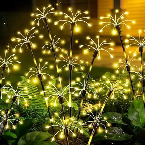 Solar Garden Lights Outdoor, 4 Pack 2-Layer Swaying Fairy Firework Lights by VOOKRY