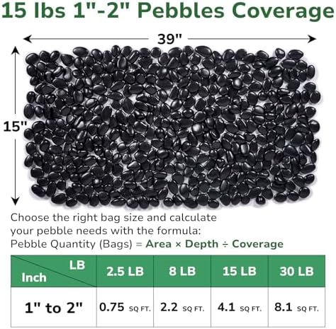 GreatBuddy Black Pebbles for Landscaping, 15 lbs, 1-2 Inch - Image 3