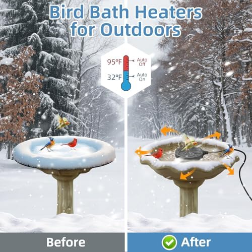 2Pack 110W Bird Bath Heater for Outdoors in Winter–Cast Aluminum Submersible Pond Deicer,Thermostatic Chicken Water Heater - Image 3