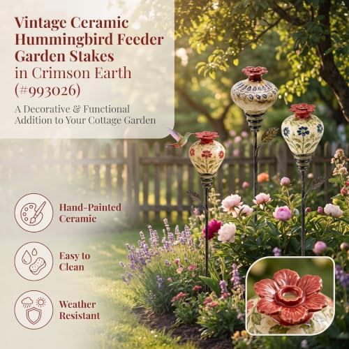 Vintage Ceramic Hummingbird Feeder Garden Stake Ornament，3 PCS - Image 2