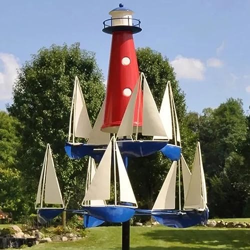 Gavigain Sailboat Windmills Kinetic Art Wind Sculpture Large Metal Nautical Art Garden Windmills Sailboat Wind Spinners Decor for Outdoor Yard Garden by Gavigain