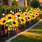 6 Pack Solar Sunflowers with Firefly Lights Garden Decor Gifts by yeuago