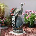 Tankana Peacock Outdoor Water Fountain 32" H Cascading Waterfall Fountain with LED Lights & Pump Tiered Water Feature for Garden, Patio, Backyard, Deck, and Porch Decor, Bronze by Tankana