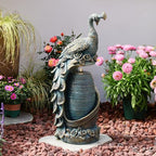 Tankana Peacock Outdoor Water Fountain 32" H Cascading Waterfall Fountain with LED Lights & Pump Tiered Water Feature for Garden, Patio, Backyard, Deck, and Porch Decor, Bronze by Tankana