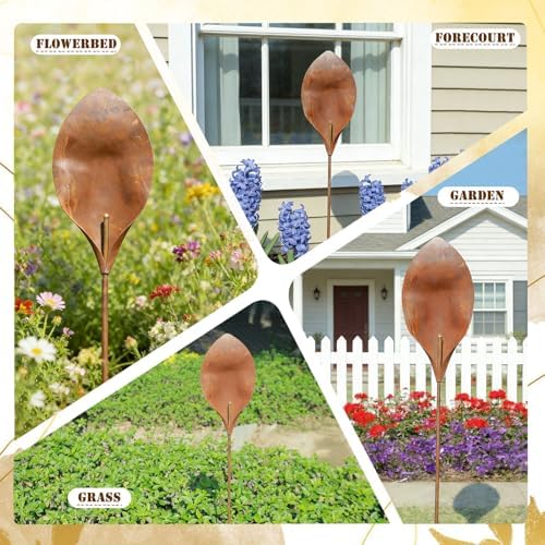 48" H Rusty Metal Garden Stake, Naturally Rusting Metal Plant Garden Art - Image 4