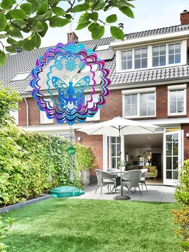 Light Catcher Wind Spinners Outdoor with Spiral Tail - Butterfly 3D Hanging Garden Yard Patio Window Decor Gift for Women Mom Grandma Wife, Kinetic Spin Eye-Catching Fun to Watch Art Sculptures - Image 3