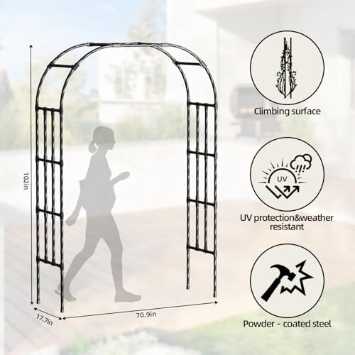 Metal Garden Arch Trellis 6.9 Ft for Climbing Plants Outdoor - Image 2