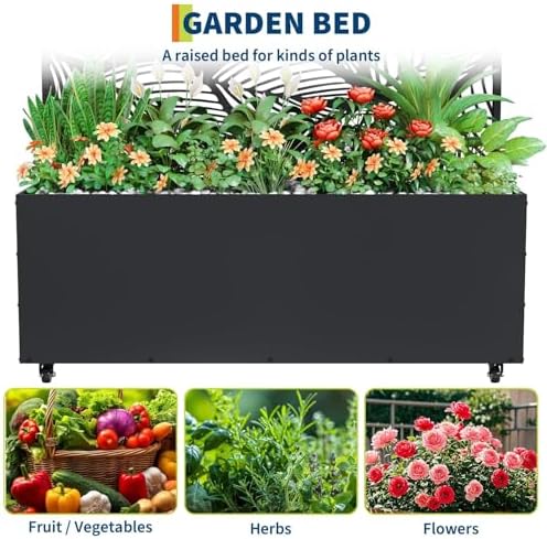 GarveeLife Metal Planter Box with Trellis and Wheels 71"x47"x16" - Image 5