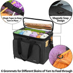 Teamoy Knitting Bag, Yarn Storage Organizer Crochet Bag Tote, Black - Image 2