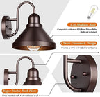 Brightever Gooseneck Porch Lights Outdoor, 2-Pack Farmhouse Exterior Barn Light Fixtures, Waterproof Industrial Brown Patio Wall Lamps for Garage, E26 Base Anti-Rust, Bulb not Included - Image 3