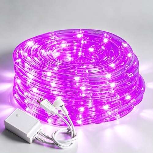 50ft Rope Lights For Outside,Connectable & Flexible Tube Lights with 8 Modes Controller,Waterproof Purple LED Rope Lighting for Deck,Garden,Pool,Patio,Bedroom,Party,Indoor & Outdoor Landscape Lighting by CHORLED